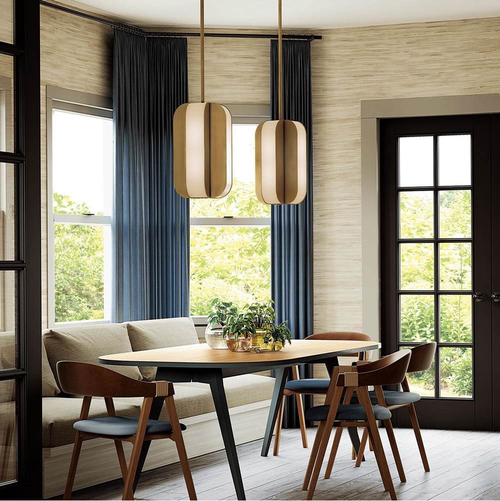 Capital Lighting 361841AD Aged Brass 12'' W X 18'' H Integrated Led Pendant In Aged Brass With White Milk Glass Panels Image 6
