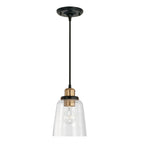 Capital Lighting 3718AB-135 Aged Brass,Black 6'' W X 9'' H 1-light Pendant In Aged Brass And Black With Clear Glass Shade And Braided Black Cord Image 1