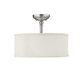 Capital Lighting Loft 15'' W X 11'' H 3-light Semi-flush Mount In Matte Nickel With White Fabric Drum Shade