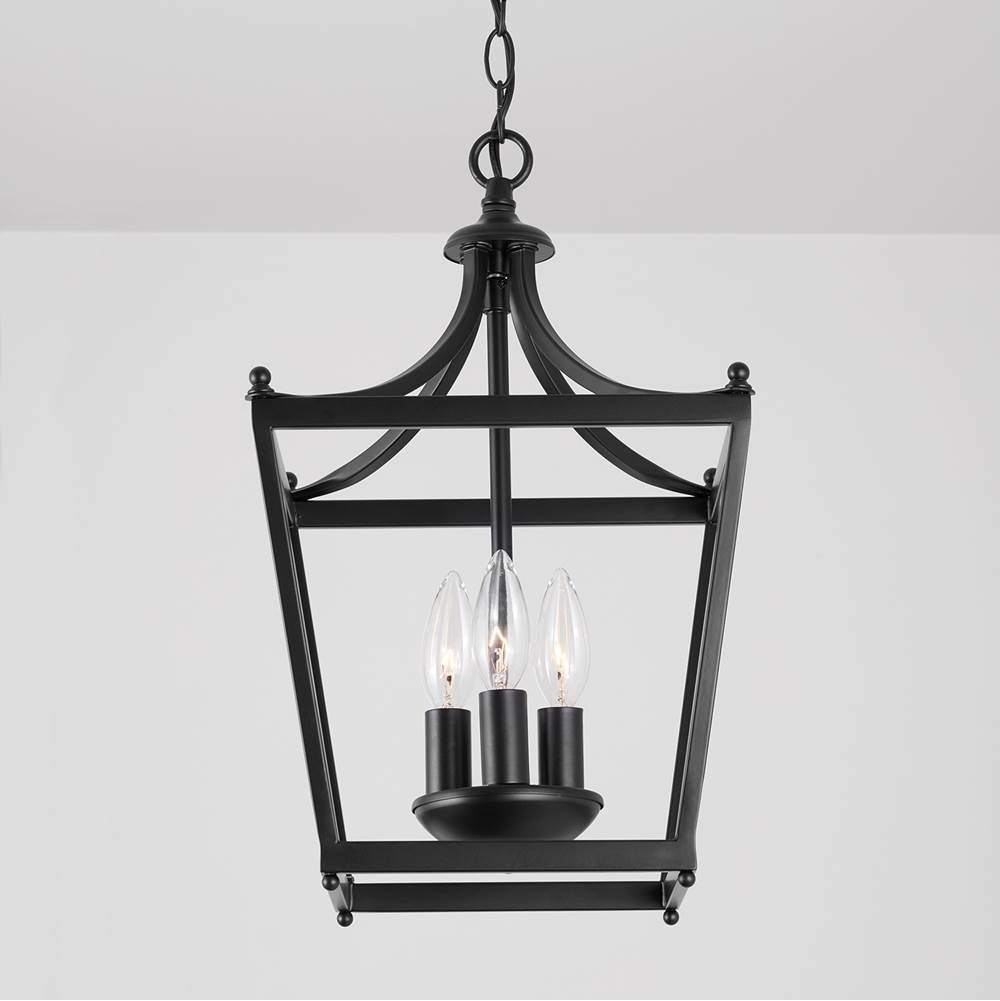 Capital Lighting 4036MB Matte Black 10'' W X 17'' H 3-light Lantern Foyer Pendant In Matte Black Image 3