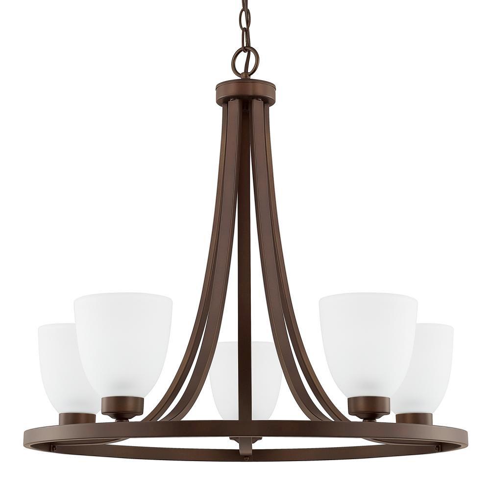 Capital Lighting Jameson 26'' W X 24'' H 5-light Soft White Glass Chandelier In Bronze