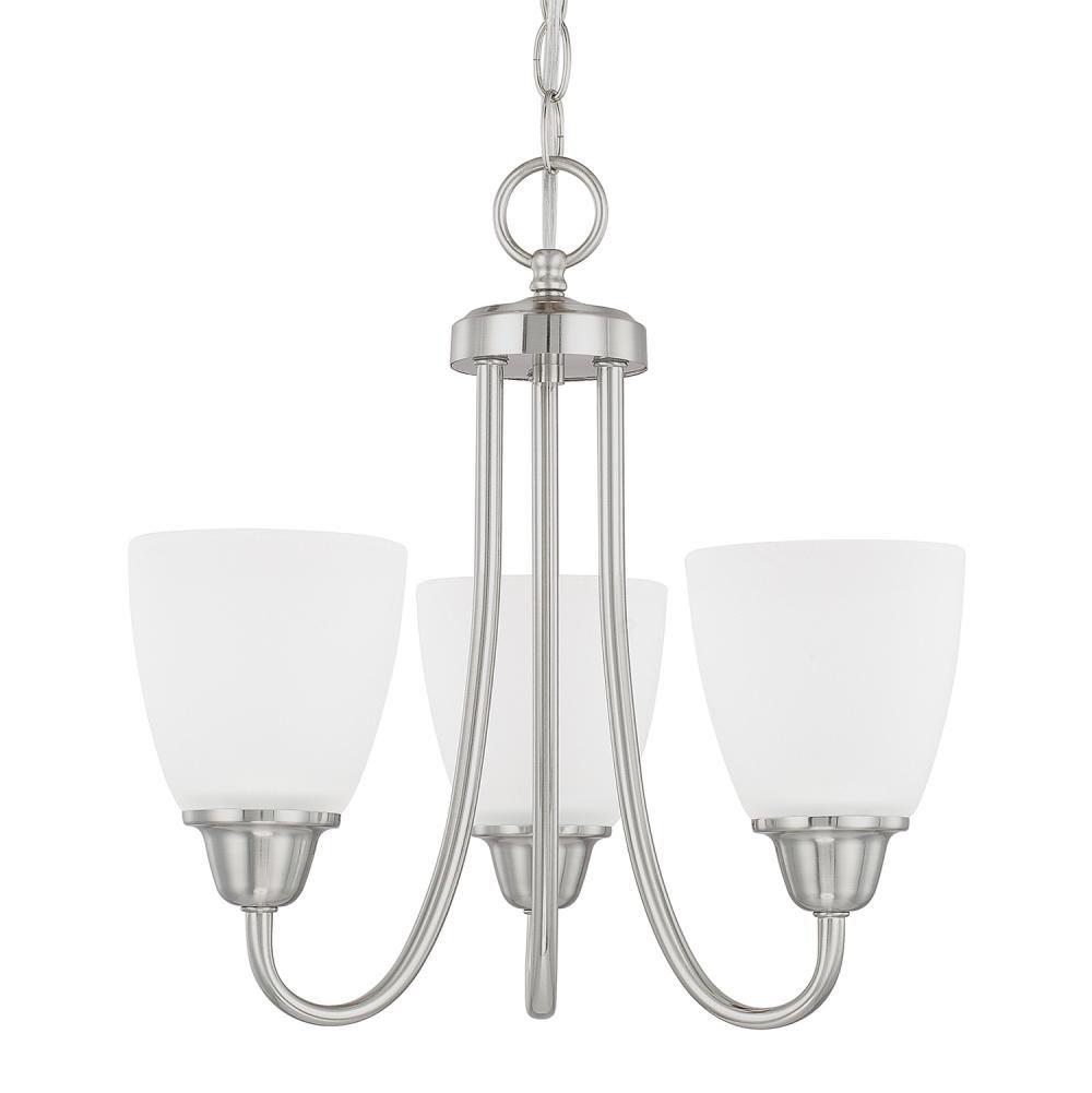 Capital Lighting Trenton 15'' W X 15'' H 3-light Acid Washed Glass Chandelier In Brushed Nickel