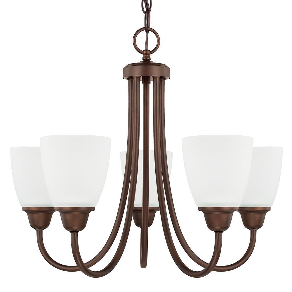 Capital Lighting Trenton 21'' W X 17'' H 5-light Acid Washed Glass Chandelier In Bronze
