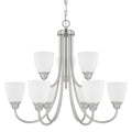 Capital Lighting Trenton 27.5'' W X 23'' H 9-light Acid Washed Glass Chandelier In Brushed Nickel