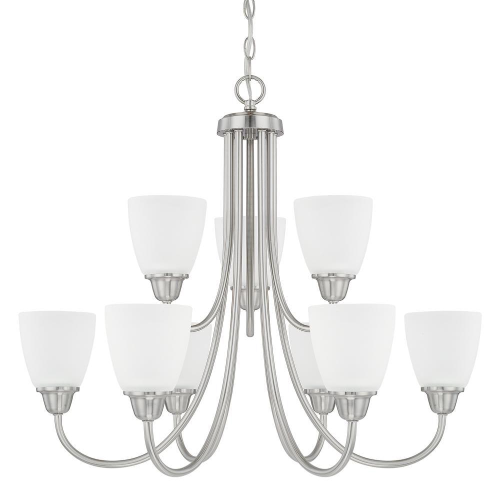 Capital Lighting Trenton 27.5'' W X 23'' H 9-light Acid Washed Glass Chandelier In Brushed Nickel