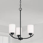 Capital Lighting 415231MB-338 Matte Black 17'' W X 21.5'' H 3-light Chandelier In Matte Black With Soft White Glass Image 2