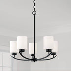 Capital Lighting 415251MB-338 Matte Black 23'' W X 23'' H 5-light Chandelier In Matte Black With Soft White Glass Image 2