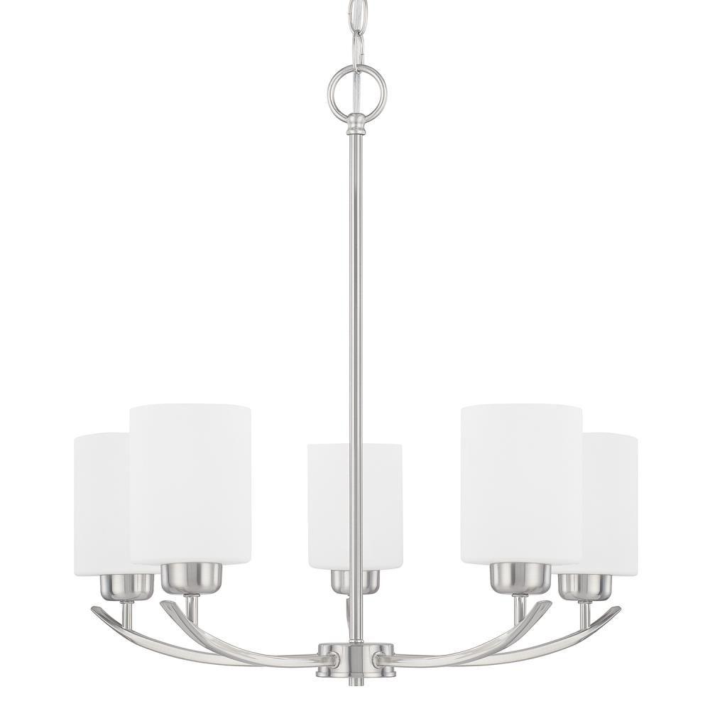 Capital Lighting Dixon 23'' W X 23'' H 5-light Soft White Glass Chandelier In Brushed Nickel