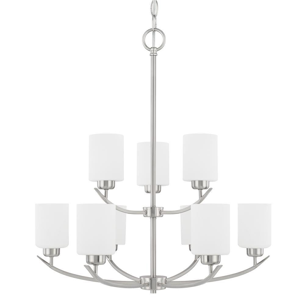 Capital Lighting Dixon 28'' W X 30'' H 9-light Soft White Glass Chandelier In Brushed Nickel