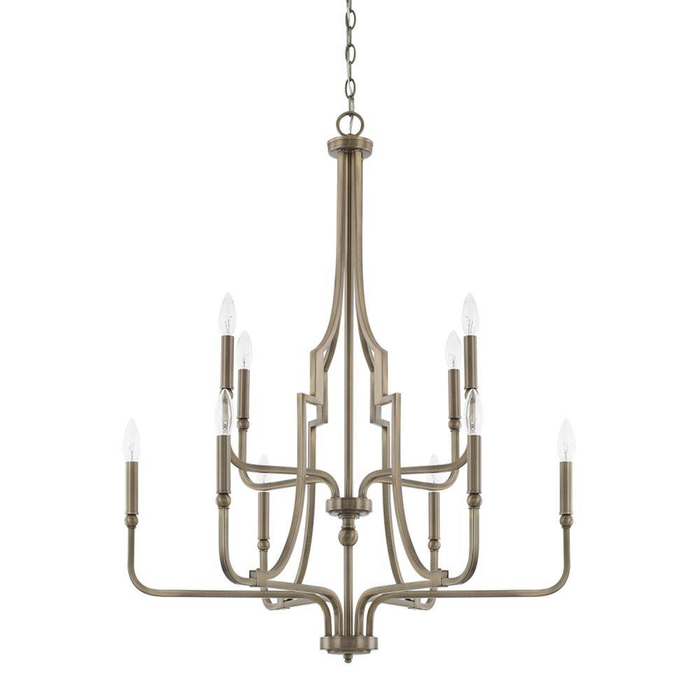 Capital Lighting Dawson 30'' W X 38'' H 10-light Tiered Chandelier In Aged Brass