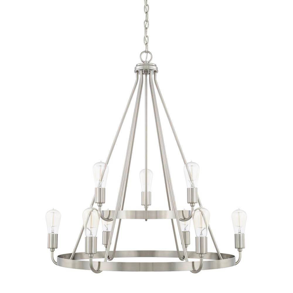 Capital Lighting Tanner 31'' W X 33'' H 9-light Tiered Chandelier In Brushed Nickel