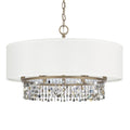 Capital Lighting Harper 24'' W X 15.5'' H 6-light Dual Mount Pendant In Brushed Gold With White Fabric Drum Shade With Multicolor Shell Adornments