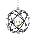 Capital Lighting Axis 23'' W X 23.5'' H 4-light Adjustable Orb Pendant In Aged Brass And Black