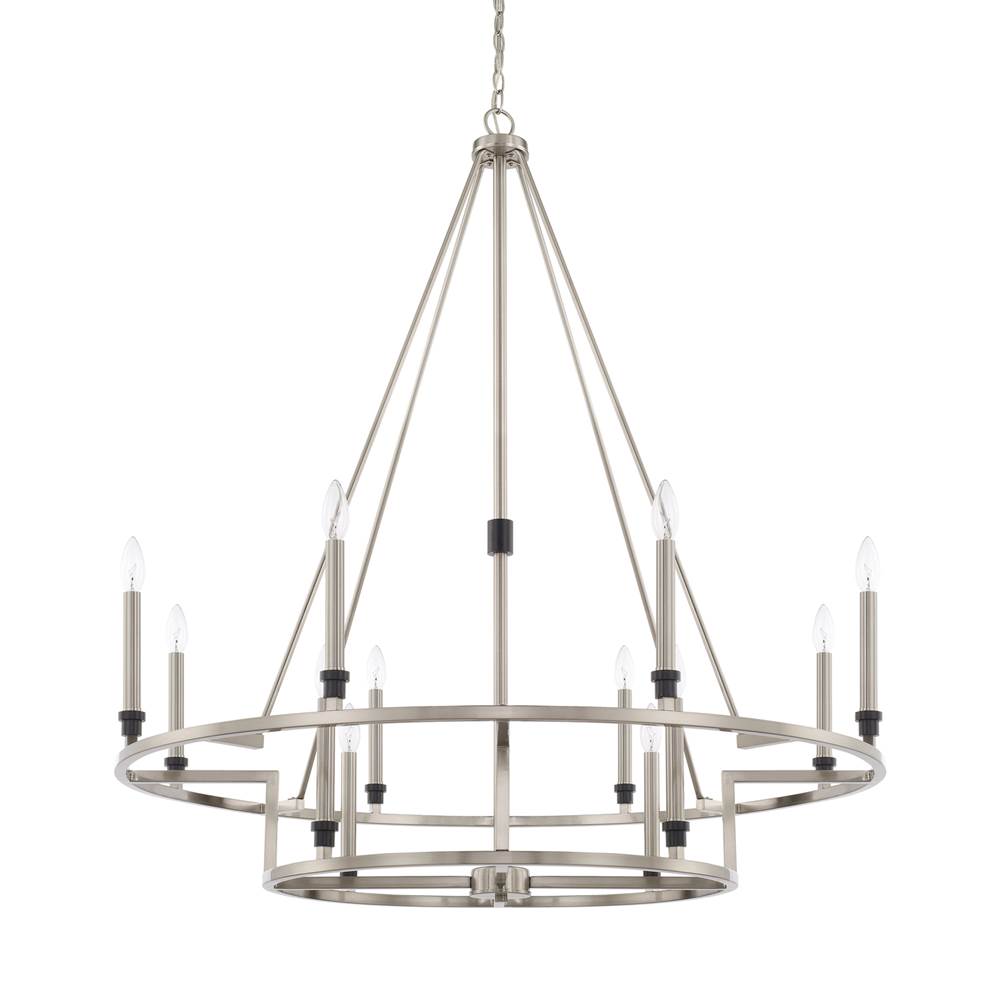 Capital Lighting Tux 40'' W X 44.5'' H 12-light Chandelier In Brushed Nickel And Matte Black
