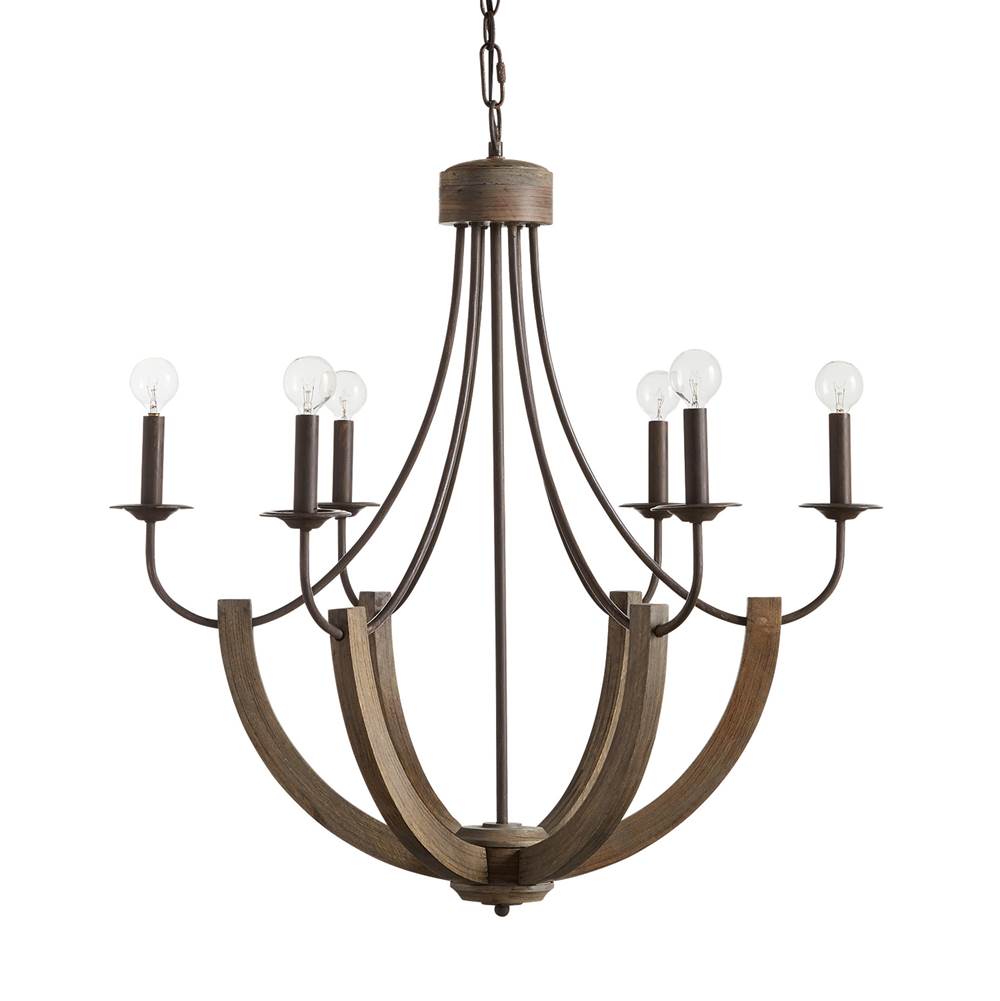 Capital Lighting Tybee 30'' W X 32'' H 6-light Wood And Metal Chandelier In Nordic Grey