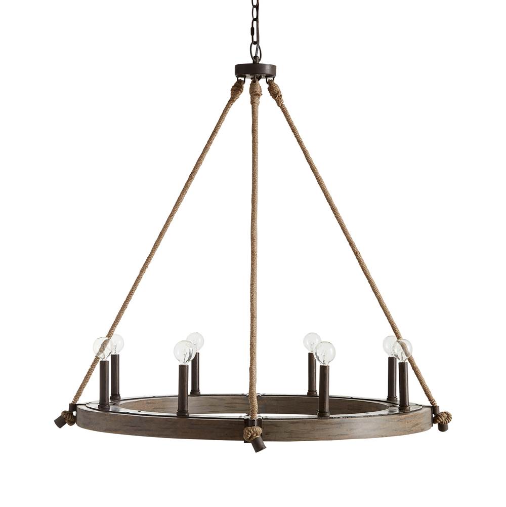 Capital Lighting Tybee 38'' W X 38'' H 8-light Wood Ring Chandelier With Natural Jute Accents In Nordic Grey