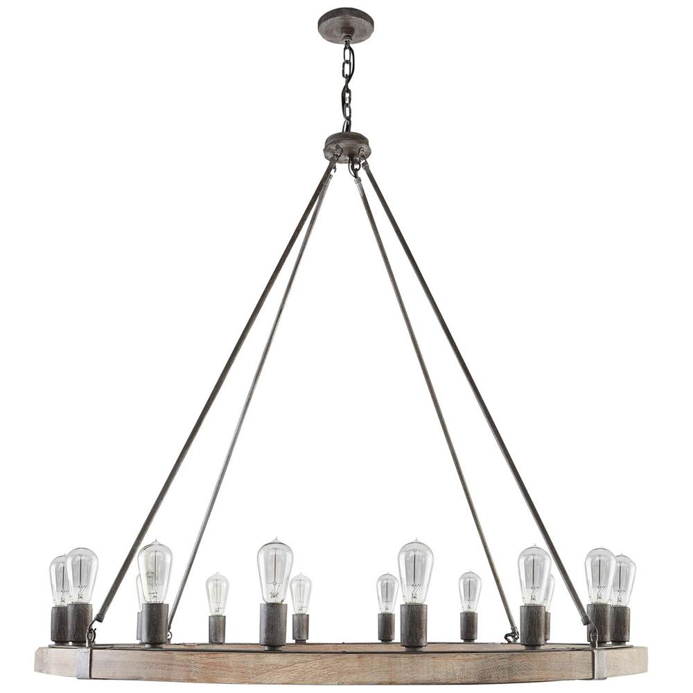 Capital Lighting 430501UW Urban Wash 48'' W X 49'' H 16-light Distressed Industrial Wood Ring Chandelier In Urban Wash Image 1