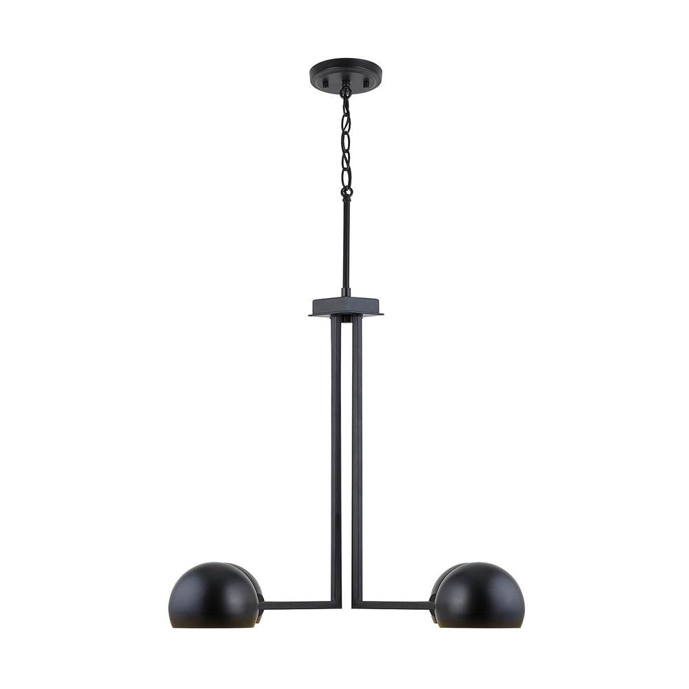 Capital Lighting 433141MB Matte Black 27'' W X 21'' H 4-light Chandelier In Matte Black With Tiltable Metal Shades With White Interior Image 1