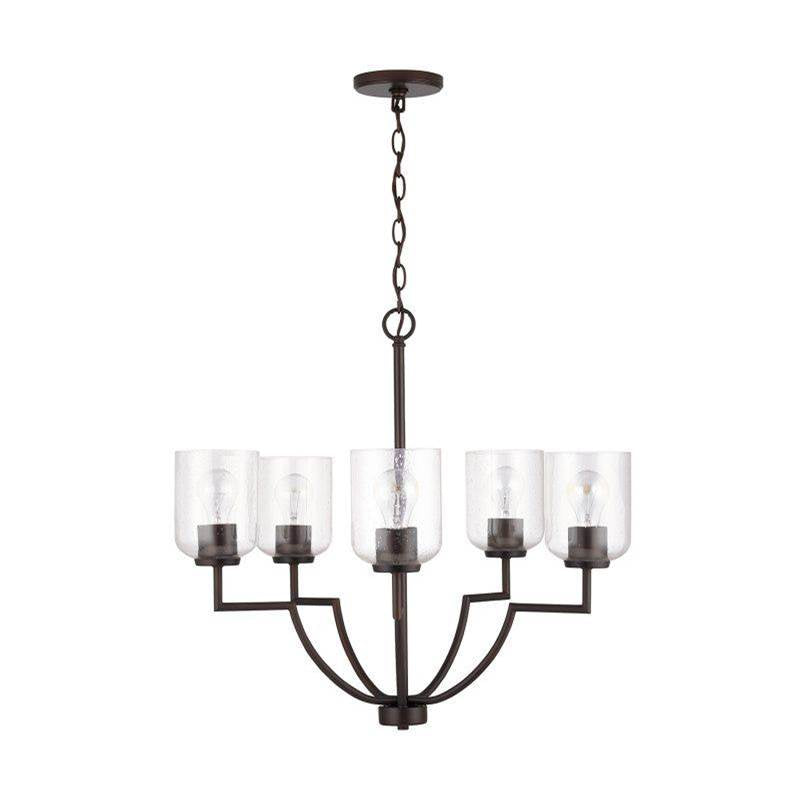 Capital Lighting 439351BZ-500 Bronze 26'' W X 24'' H 5-light Clear Seeded Glass Chandelier In Bronze Image 1