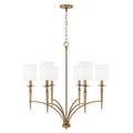Capital Lighting Abbie 31'' W X 32'' H 6-light Chandelier In Aged Brass With White Fabric Stay-straight Shades