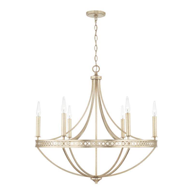 Capital Lighting Isabella 30'' W X 29'' H 6-light Chandelier In Winter Gold