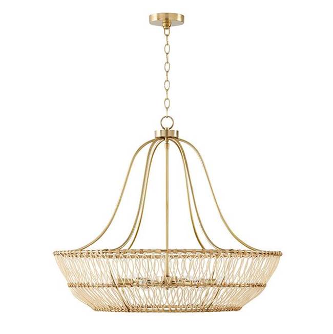 Capital Lighting 444161MA Matte Brass 32'' W X 27'' H 6-light Chandelier In Matte Brass Made With Handcrafted Rattan Image 1