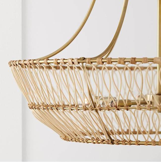 Capital Lighting Wren 32'' W X 27'' H 6-light Chandelier In Matte Brass Made With Handcrafted Rattan