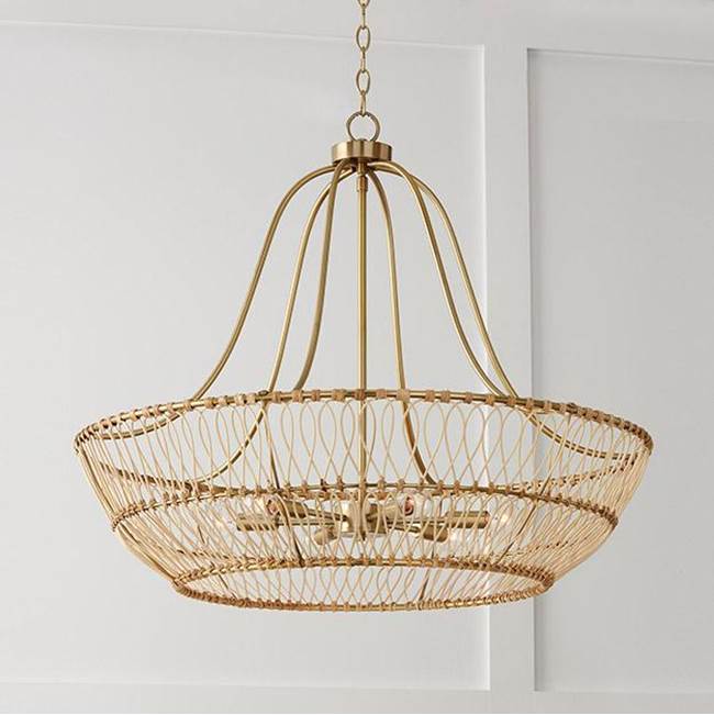 Capital Lighting 444161MA Matte Brass 32'' W X 27'' H 6-light Chandelier In Matte Brass Made With Handcrafted Rattan Image 2