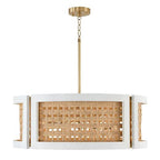 Capital Lighting 444361WM Flat White,Matte Brass 30'' W X 11'' H 6-light Chandelier In Flat White And Matte Brass Made With Handcrafted Mango Wood And Rattan Image 1