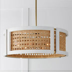 Capital Lighting 444361WM Flat White,Matte Brass 30'' W X 11'' H 6-light Chandelier In Flat White And Matte Brass Made With Handcrafted Mango Wood And Rattan Image 2