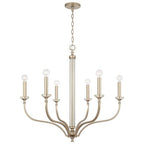 Capital Lighting 444861BS Brushed Champagne 32'' W X 30.5'' H 6-light Medium Chandelier In Brushed Champagne With Acrylic Column And Bobeches Image 1