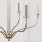 Capital Lighting Breigh 32'' W X 30.5'' H 6-light Medium Chandelier In Brushed Champagne With Acrylic Column And Bobeches