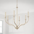 Capital Lighting 444861BS Brushed Champagne 32'' W X 30.5'' H 6-light Medium Chandelier In Brushed Champagne With Acrylic Column And Bobeches Image 2
