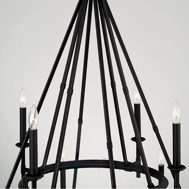 Capital Lighting Ogden 48'' W X 44'' H 12-light Two-tier Chandelier In Brushed Black Iron