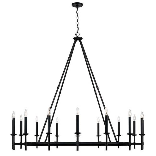 Capital Lighting 445202IH Brushed Black Iron 60'' W X 52'' H 16-light Oversized Wagonwheel Ring Chandelier In Brushed Black Iron Image 1