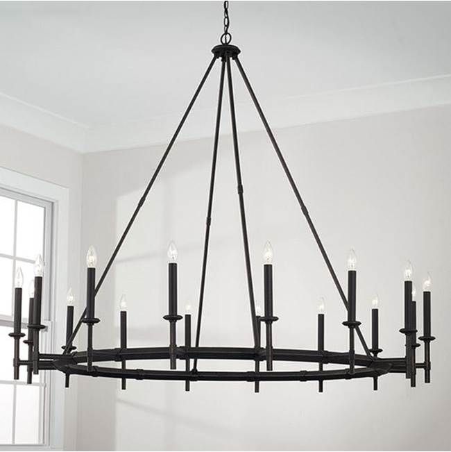Capital Lighting 445202IH Brushed Black Iron 60'' W X 52'' H 16-light Oversized Wagonwheel Ring Chandelier In Brushed Black Iron Image 2