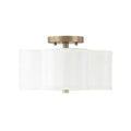 Capital Lighting Quinn 12'' W X 7'' H 2-light Semi-flush Mount In Brushed Gold With Scalloped White Fabric Shade