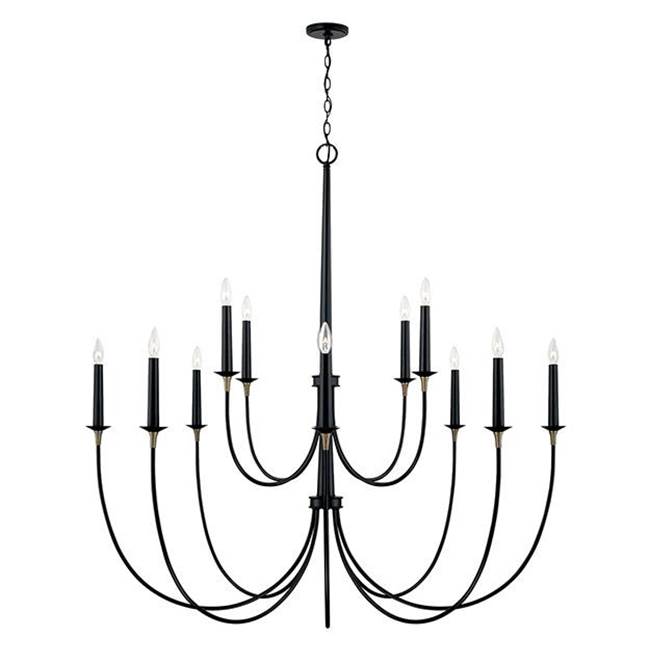 Capital Lighting 445601KB Matte Black,Brass 54'' W X 53'' H 12-light Grand Chandelier In Matte Black With Brass Wrapped Detail Image 1