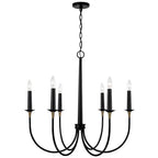 Capital Lighting 445661KB Matte Black,Brass 30.5'' W X 29'' H 6-light Medium Chandelier In Matte Black With Brass Wrapped Detail Image 1