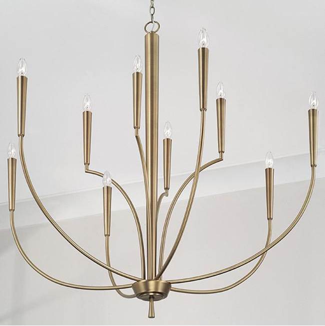 Capital Lighting Holden 40'' W X 43'' H 10-light Large Chandelier In Aged Brass