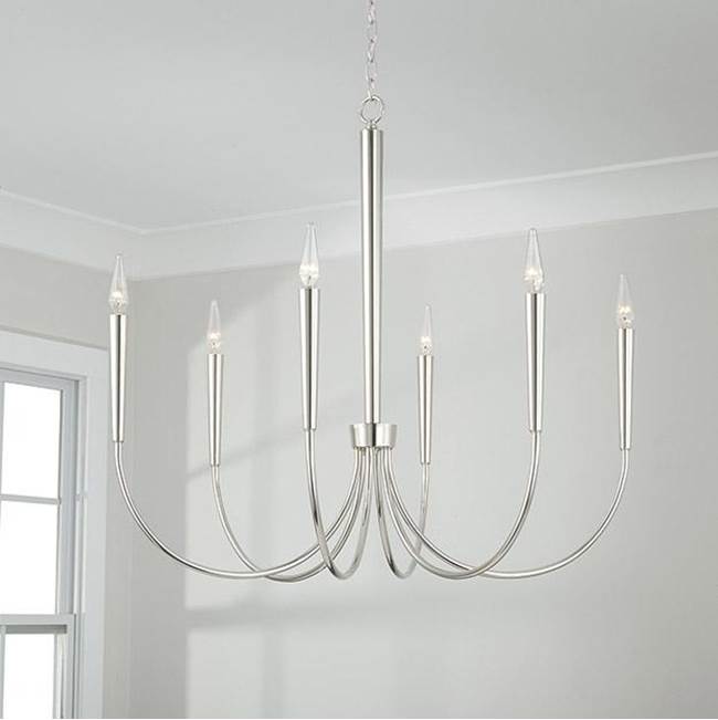 Capital Lighting 445961PN Polished Nickel 33'' W X 31'' H 6-light Medium Chandelier In Polished Nickel Image 2