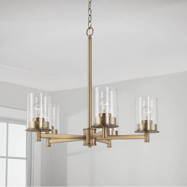 Capital Lighting 446851AD-532 Aged Brass 26'' W X 23.5'' H 5-light Chandelier In Aged Brass With Clear Glass Image 2