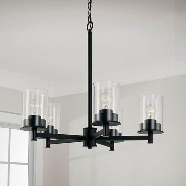 Capital Lighting 446851MB-532 Matte Black 26'' W X 23.5'' H 5-light Chandelier In Matte Black With Clear Glass Image 2