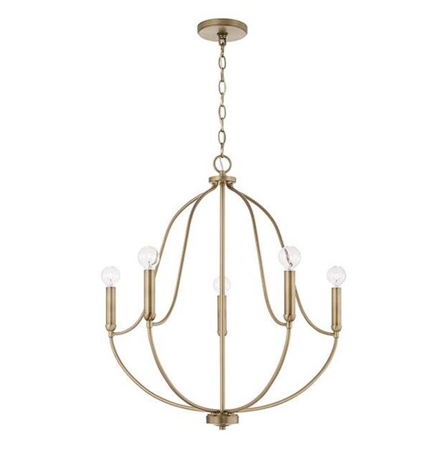 Capital Lighting 447051AD Aged Brass 25'' W X 27'' H 5-light Chandelier In Aged Brass Image 1