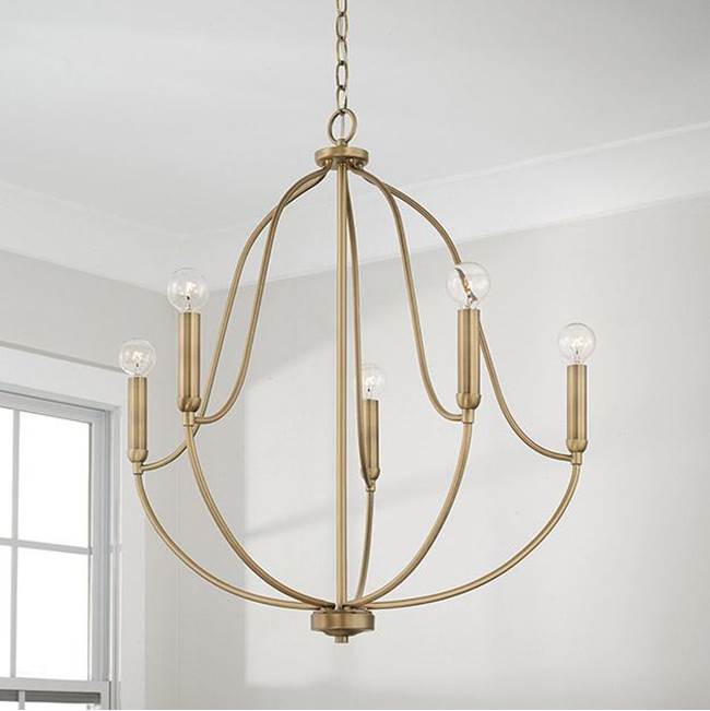 Capital Lighting 447051AD Aged Brass 25'' W X 27'' H 5-light Chandelier In Aged Brass Image 2