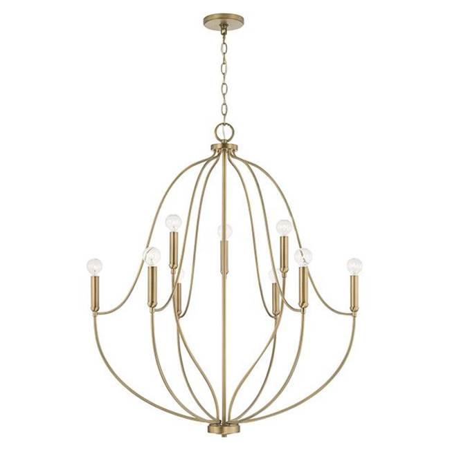 Capital Lighting 447091AD Aged Brass 32.5'' W X 38'' H 9-light Chandelier In Aged Brass Image 1
