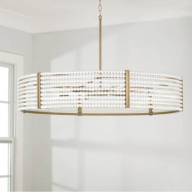 Capital Lighting 447161AP Aged Brass Painted 35'' W X 7'' H 6-light Chandelier In Aged Brass Painted With Painted Wooden Beads Image 2