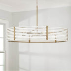Capital Lighting 447161AP Aged Brass Painted 35'' W X 7'' H 6-light Chandelier In Aged Brass Painted With Painted Wooden Beads Image 2