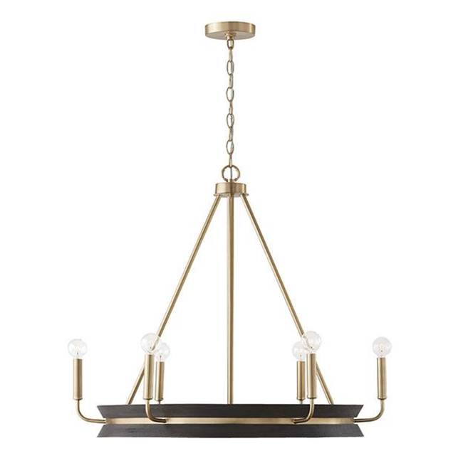 Capital Lighting 447361KR Black Stain,Matte Brass 31''w X 27.25''h 6-light Chandelier In Black Stain Wood And Matte Brass Image 1