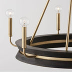 Capital Lighting Finn 31''w X 27.25''h 6-light Chandelier In Black Stain Wood And Matte Brass